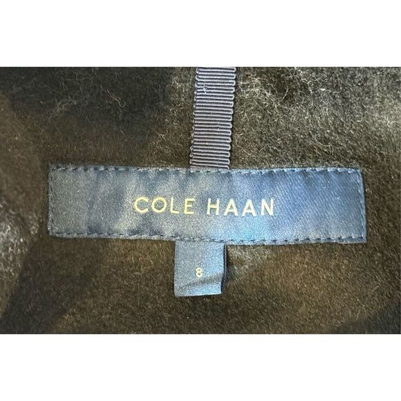 NWOT Cole Haan Rabbit Hair & Wool Blend Belted Hooded Mid Women's Coat Size 8US - Picture 8 of 13